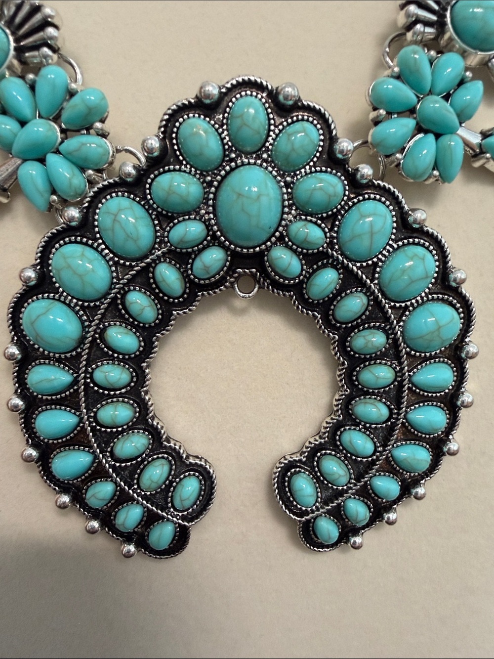 Piper K | Southwestern Squash Bloom Turquoise Boho Cowgirl Chic Necklace - Picture 5 of 11